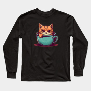Kawaii Cat Lover, Cat inside Mug Long Sleeve T-Shirt