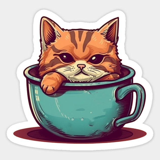 Kawaii Cat Lover, Cat inside Mug Magnet by logiamerch