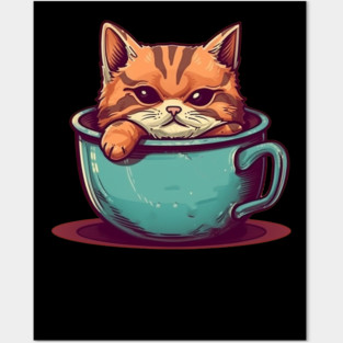 Kawaii Cat Lover, Cat inside Mug Posters and Art
