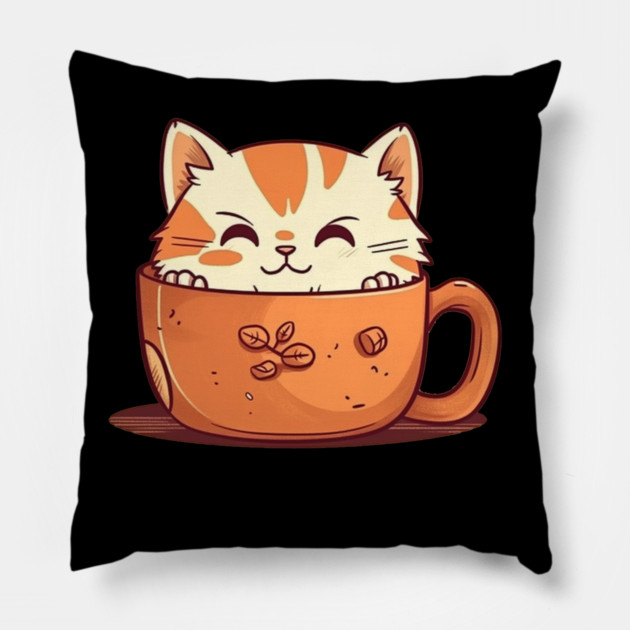 Kawaii Cat Lover, Cat inside Mug Pillow by logiamerch