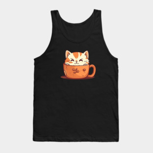 Kawaii Cat Lover, Cat inside Mug Tank Top