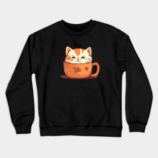 Kawaii Cat Lover, Cat inside Mug Crewneck Sweatshirt