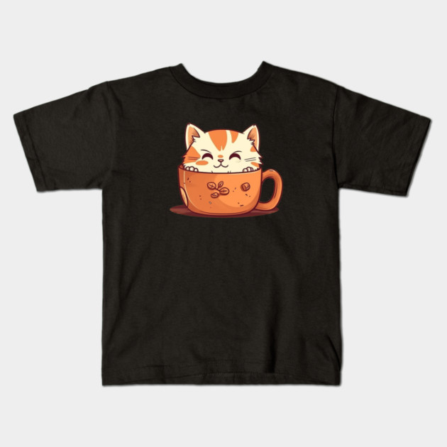 Kawaii Cat Lover, Cat inside Mug Kids T-Shirt by logiamerch