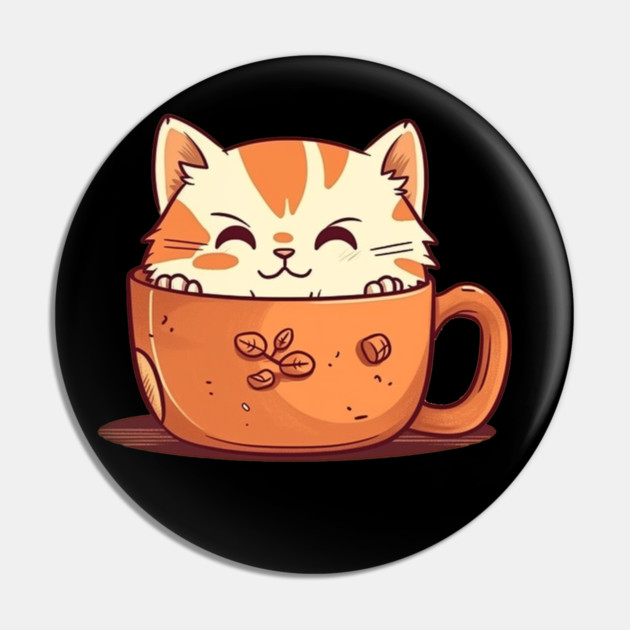 Kawaii Cat Lover, Cat inside Mug Pin by logiamerch