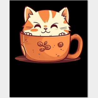 Kawaii Cat Lover, Cat inside Mug Posters and Art