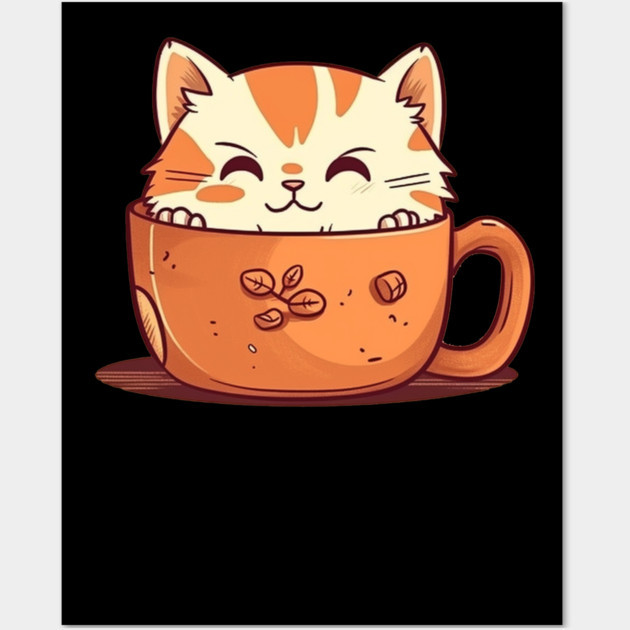 Kawaii Cat Lover, Cat inside Mug Wall Art by logiamerch