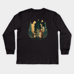 Forest Minimal Design, Adventure and Hiking Kids Long Sleeve T-Shirt