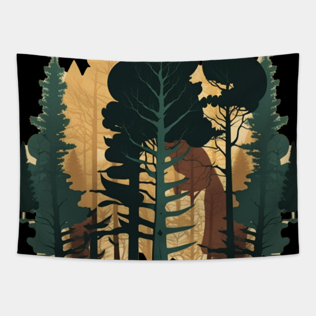 Forest Minimal Design, Adventure and Hiking Tapestry by logiamerch