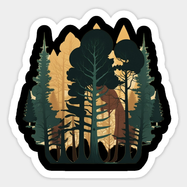 Forest Minimal Design, Adventure and Hiking Sticker by logiamerch
