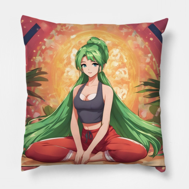Yoga Adventure Pillow by animegirlnft