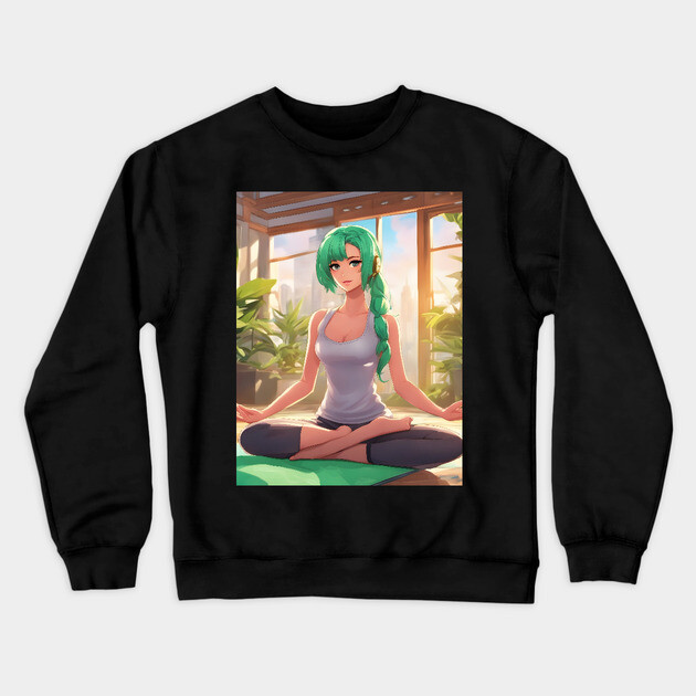 Sensei Yoga Anime Pose Crewneck Sweatshirt by animegirlnft