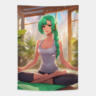 Sensei Yoga Anime Pose Tapestry