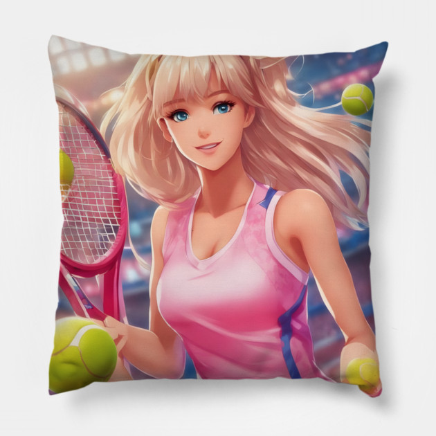 Waifu Tennis Chronicles Pillow by animegirlnft