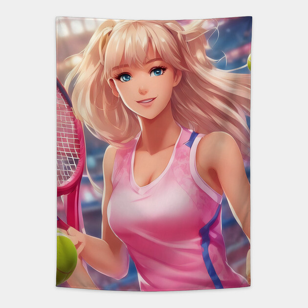 Waifu Tennis Chronicles Tapestry by animegirlnft