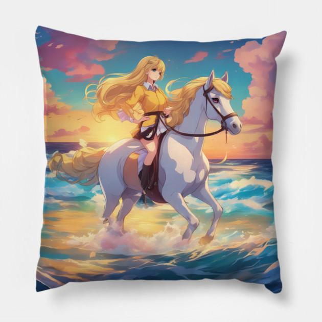 Summer Stars Anime adventure Pillow by animegirlnft