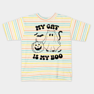 My Cat Is My Boo, Ghost Cat, Halloween Kids T-Shirt
