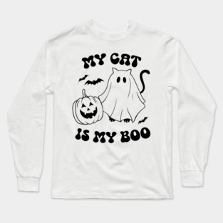 My Cat Is My Boo, Ghost Cat, Halloween Long Sleeve T-Shirt