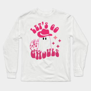 Let's go Ghouls, Halloween, Disco Ball, Cowboy Hat Long Sleeve T-Shirt