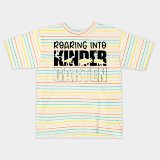 roaring into kindergarten back to school dinosaur Kids T-Shirt