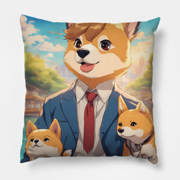 Shiba  anime vacation kawaii Pillow by animegirlnft