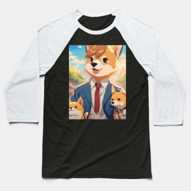 Shiba  anime vacation kawaii Baseball T-Shirt by animegirlnft
