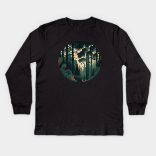 Forest Minimal Design, Adventure and Hiking Kids Long Sleeve T-Shirt