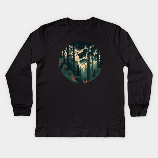 Forest Minimal Design, Adventure and Hiking Kids Long Sleeve T-Shirt by logiamerch