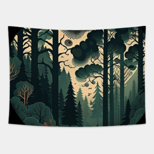 Forest Minimal Design, Adventure and Hiking Tapestry