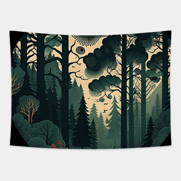 Forest Minimal Design, Adventure and Hiking Tapestry by logiamerch