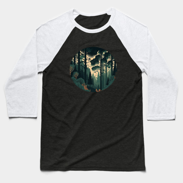 Forest Minimal Design, Adventure and Hiking Baseball T-Shirt by logiamerch