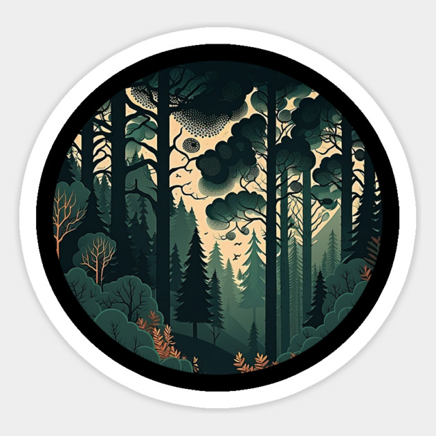Forest Minimal Design, Adventure and Hiking Sticker by logiamerch