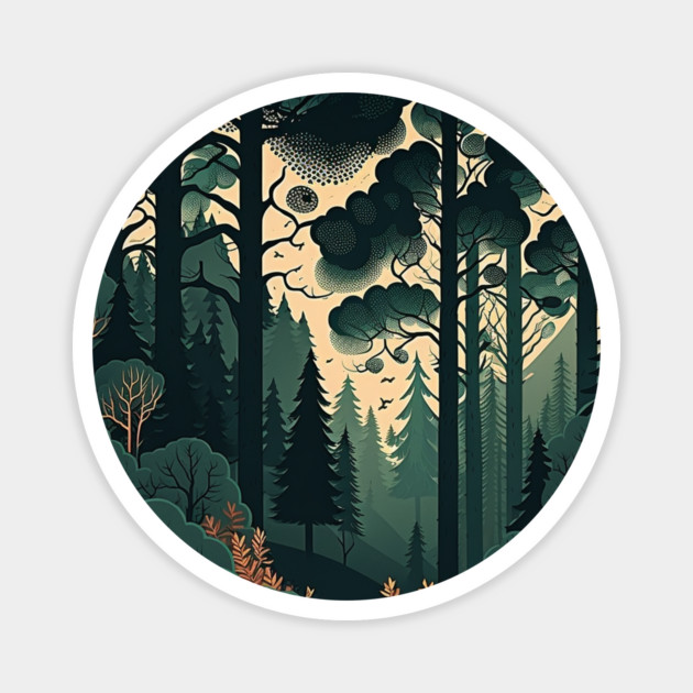 Forest Minimal Design, Adventure and Hiking Magnet by logiamerch