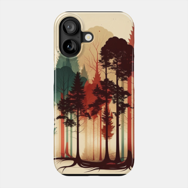 Autumm Forest Minimal Design, Adventure and Hiking Phone Case by logiamerch