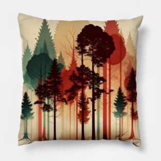 Autumm Forest Minimal Design, Adventure and Hiking Pillow