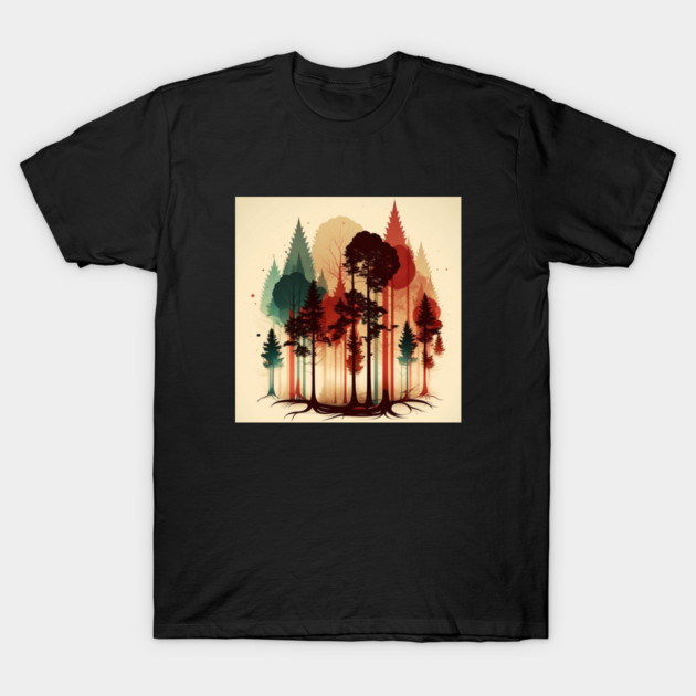 Autumm Forest Minimal Design, Adventure and Hiking T-Shirt by logiamerch