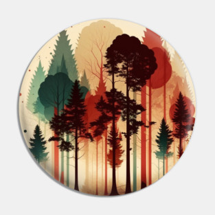 Autumm Forest Minimal Design, Adventure and Hiking Pin