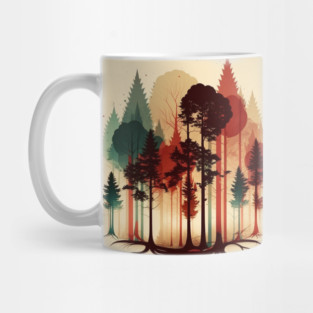Autumm Forest Minimal Design, Adventure and Hiking Mug