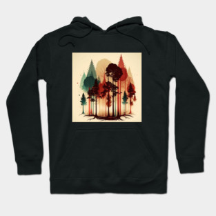Autumm Forest Minimal Design, Adventure and Hiking Hoodie