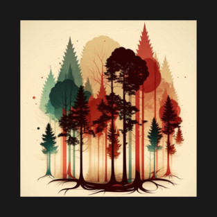 Autumm Forest Minimal Design, Adventure and Hiking T-Shirt