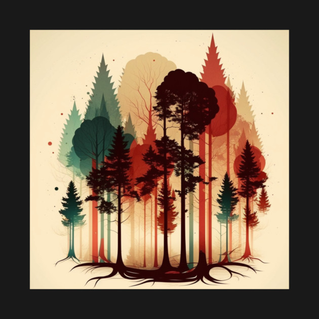 Autumm Forest Minimal Design, Adventure and Hiking by logiamerch