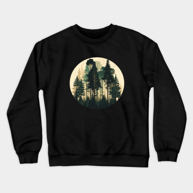 Forest Minimal Design, Adventure and Hiking Crewneck Sweatshirt by logiamerch