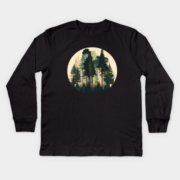 Forest Minimal Design, Adventure and Hiking Kids Long Sleeve T-Shirt by logiamerch