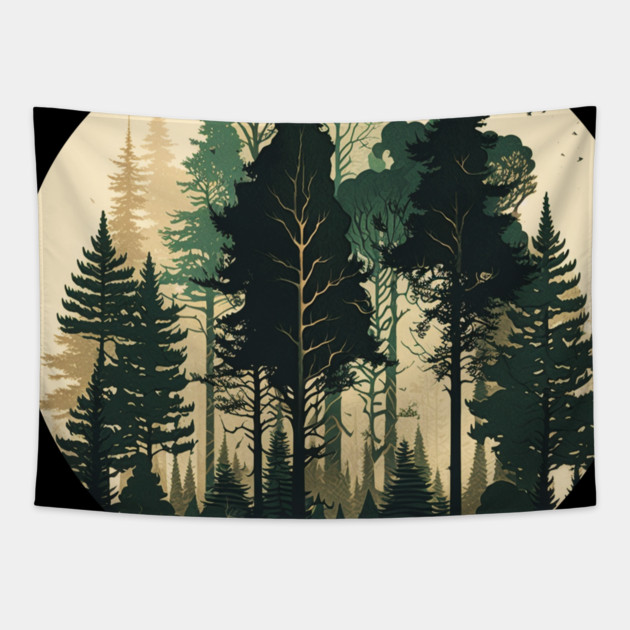 Forest Minimal Design, Adventure and Hiking Tapestry by logiamerch