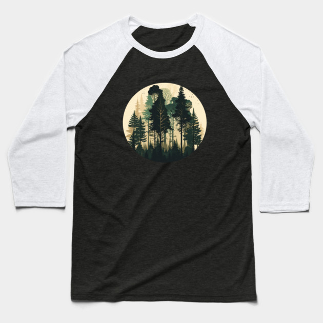 Forest Minimal Design, Adventure and Hiking Baseball T-Shirt by logiamerch
