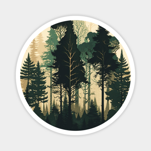 Forest Minimal Design, Adventure and Hiking Magnet by logiamerch