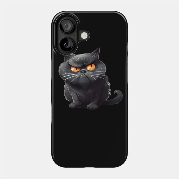 Funny Black Cat, Annoyed looking Cat Phone Case by logiamerch