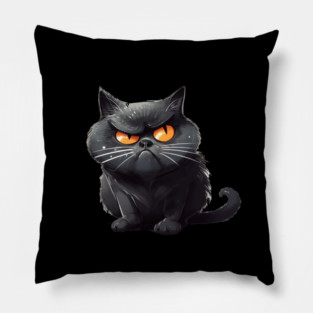 Funny Black Cat, Annoyed looking Cat Pillow
