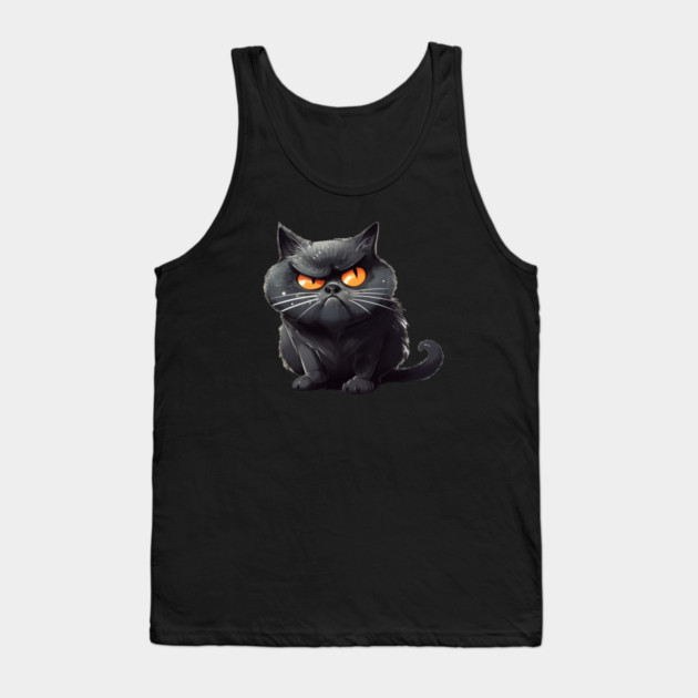 Funny Black Cat, Annoyed looking Cat Tank Top by logiamerch