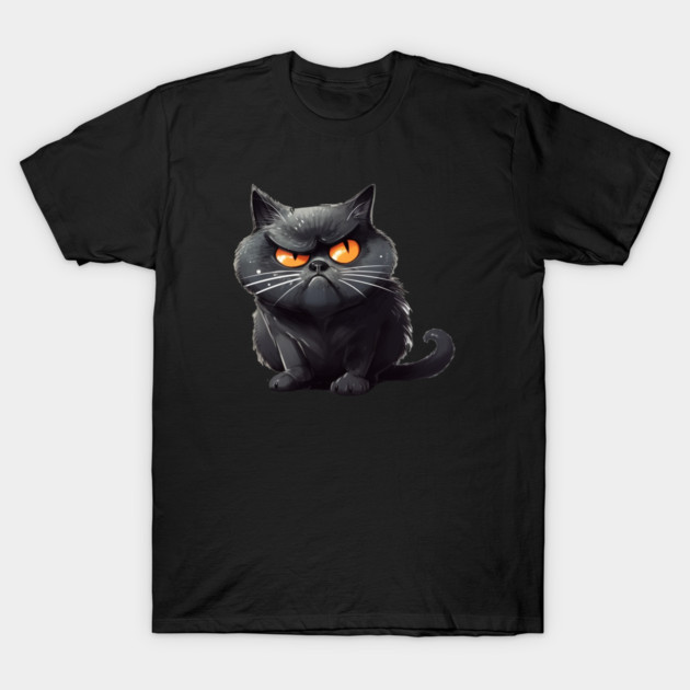 Funny Black Cat, Annoyed looking Cat T-Shirt by logiamerch