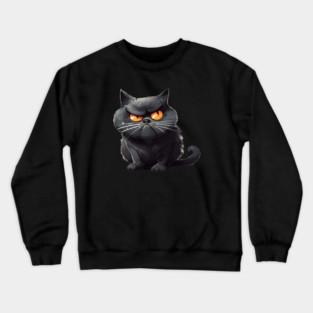 Funny Black Cat, Annoyed looking Cat Crewneck Sweatshirt